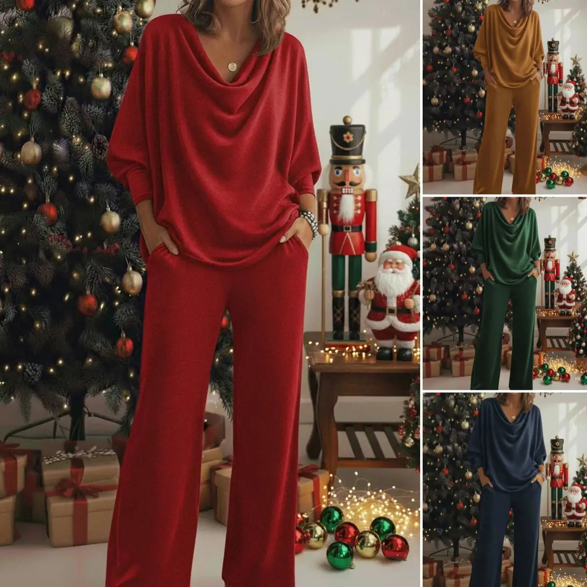 【S-5XL】Set confortabil din două piese, tricou și pantaloni din catifea