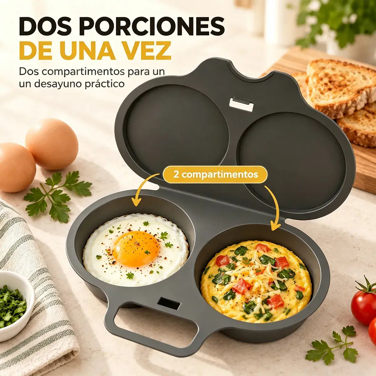 🎁2 bucăți 119 lei💥Poșor de ouă la microunde: Cavitate dublă, antiaderent și ușor de curățat.🏠
